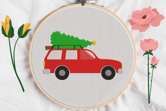 Christmas Car with Tree Embroidery Review