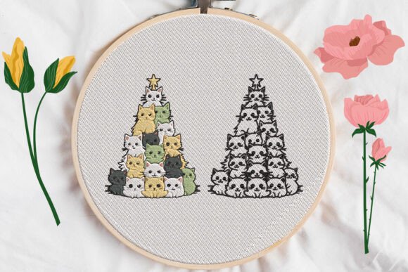 Christmas Tree Made of Cats Embroidery Review