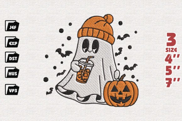 Cute Ghost Drinking Coffee Embroidery Review