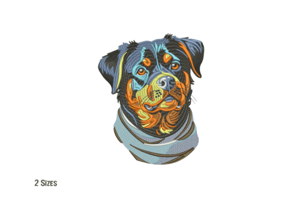 Loyal Rottweiler Dog Head Embroidery